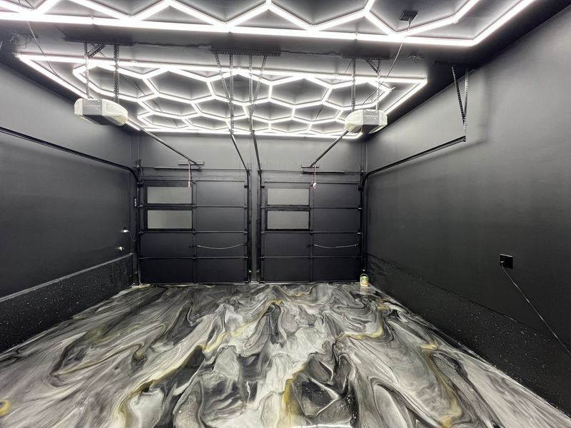 Grey and gold metallic garage