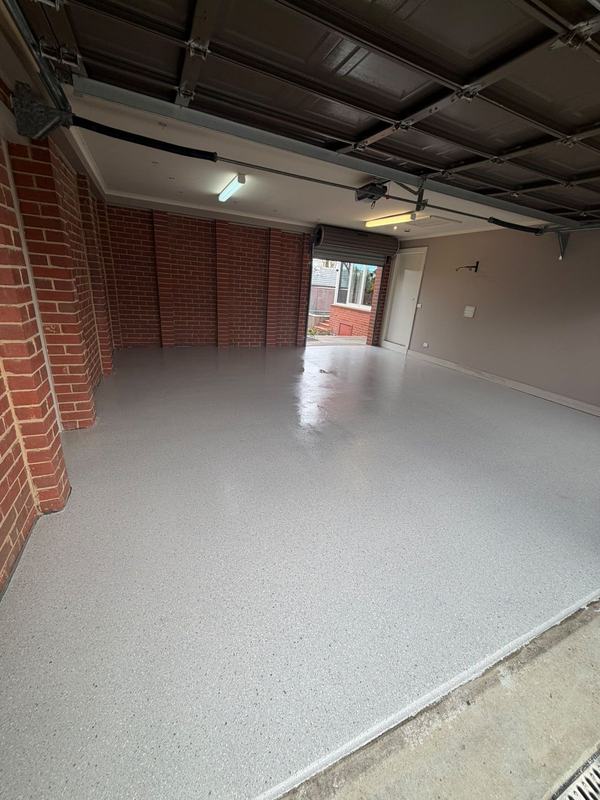 Garage with brick feature wall