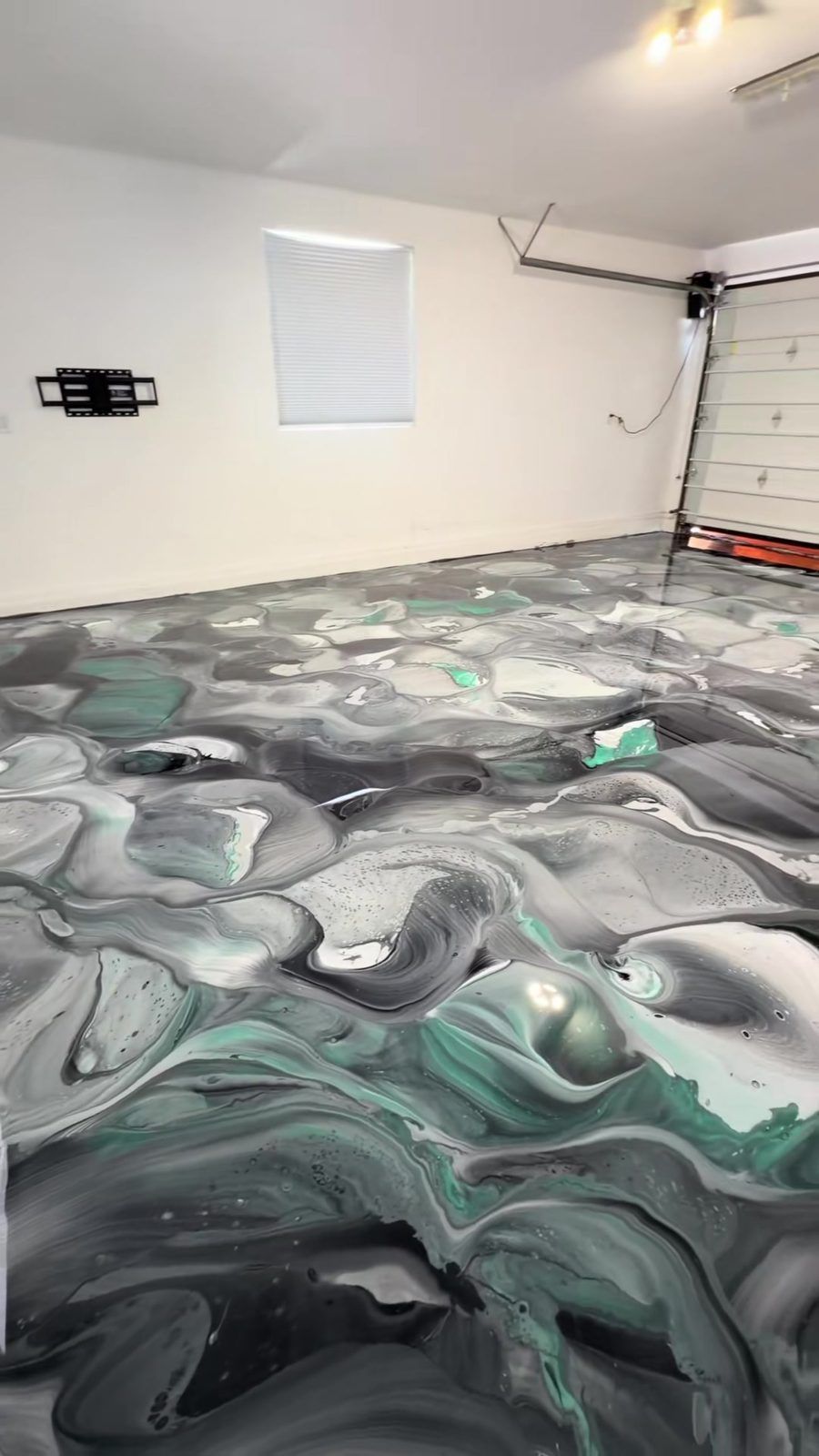 Grey and teal metallic garage